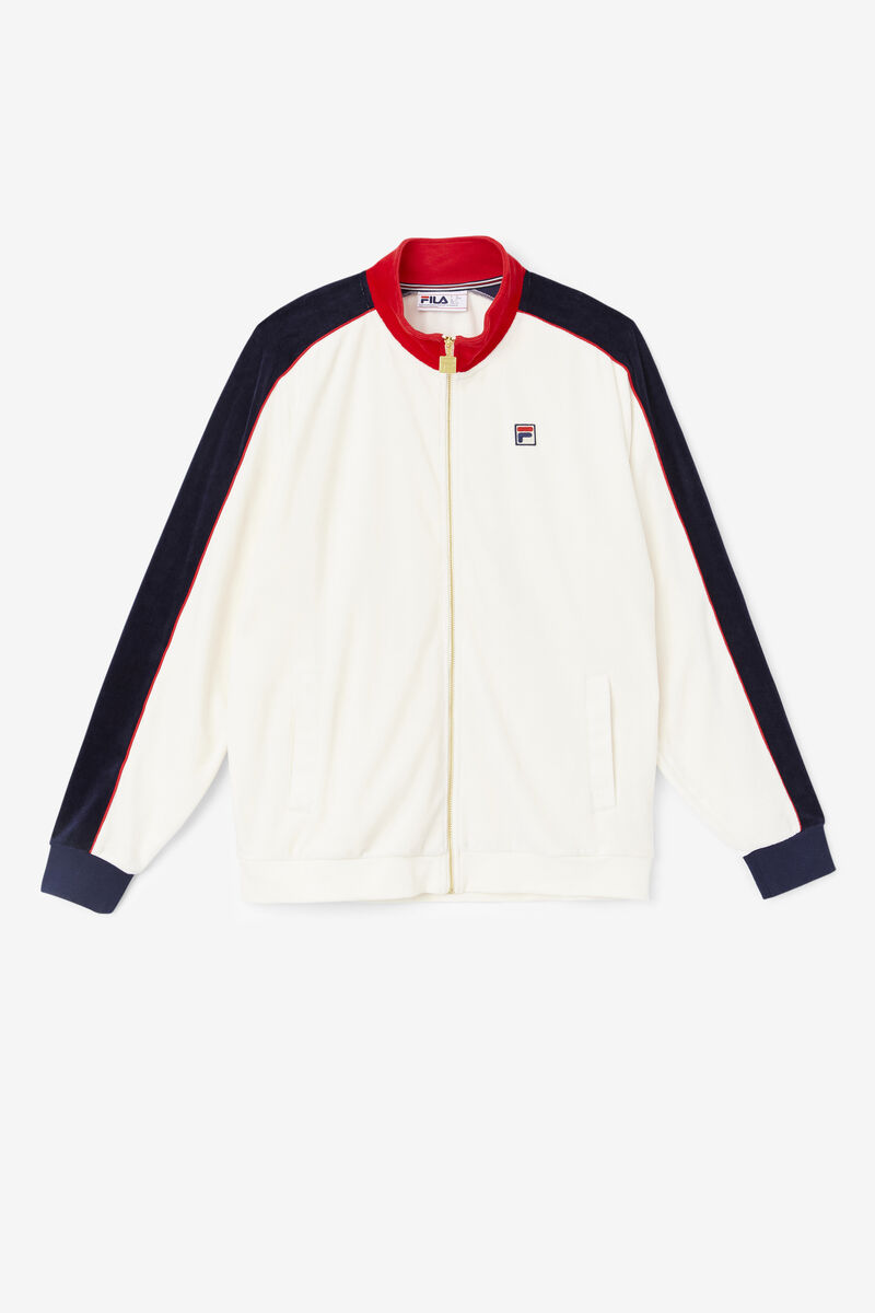 Fila Cima Velour Jacket Red / Navy | tlOWJ37t3BT