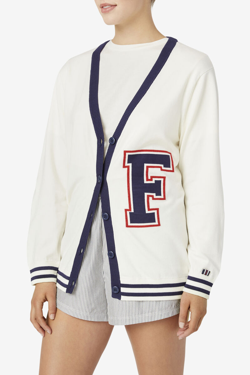 Fila Delfina Cardigan White / Navy | 4sJF2F8y2zc