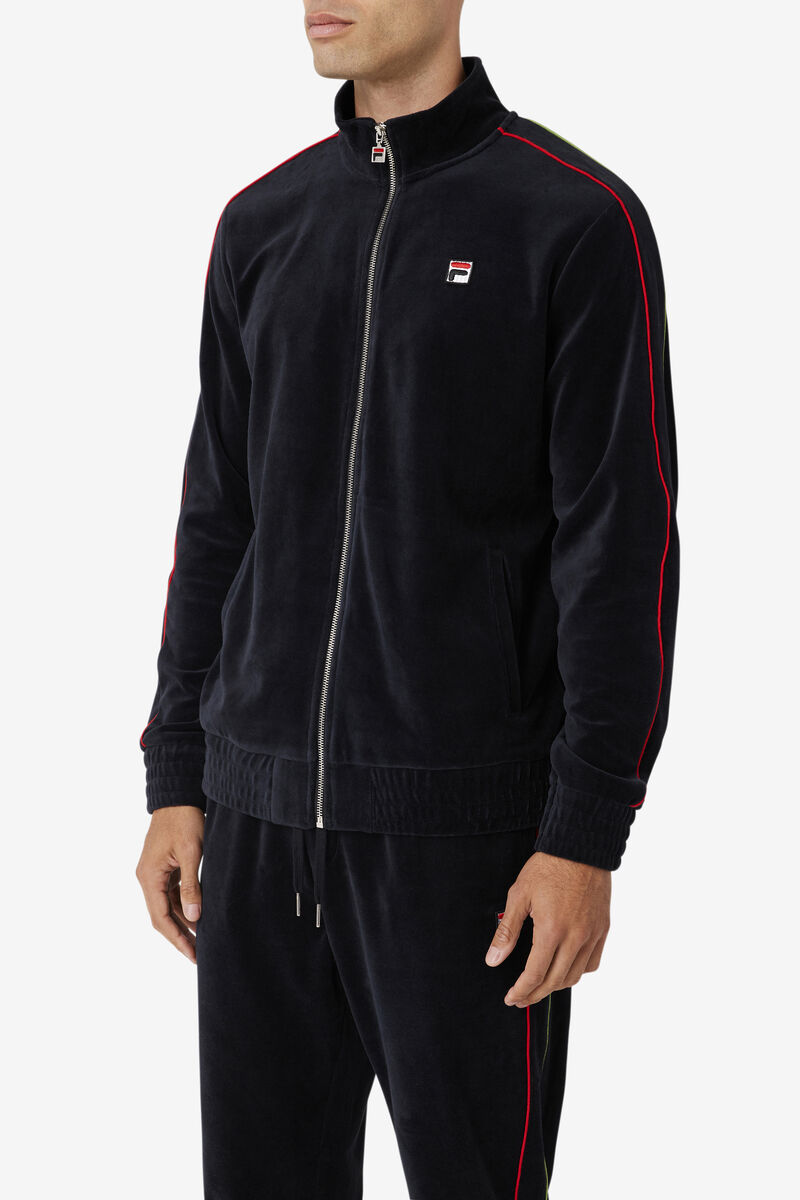 Fila Deverall Velour Jacket Black / Red / Green | ketNHINz8Vr