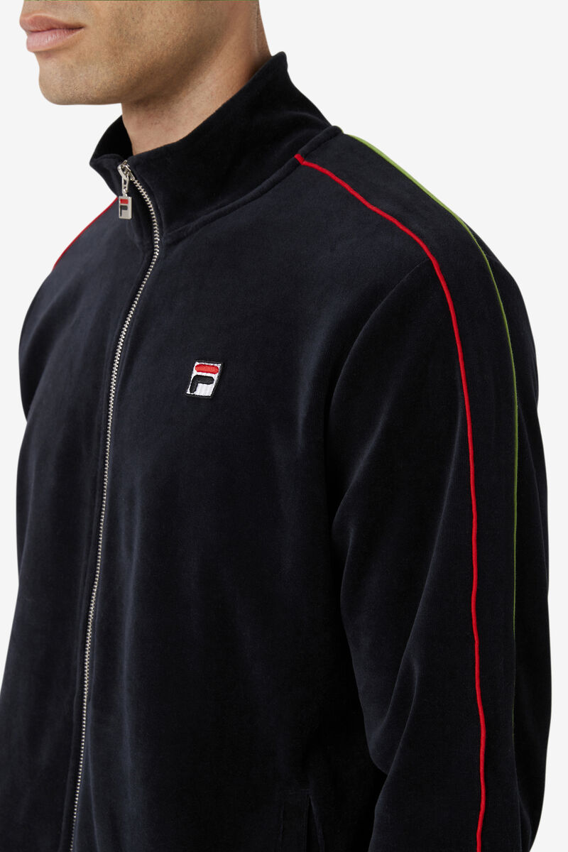 Fila Deverall Velour Jacket Black / Red / Green | ketNHINz8Vr