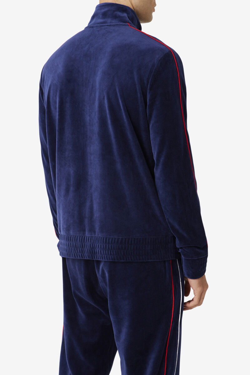 Fila Deverall Velour Jacket Navy / White / Red | 6wRs2el1B2F