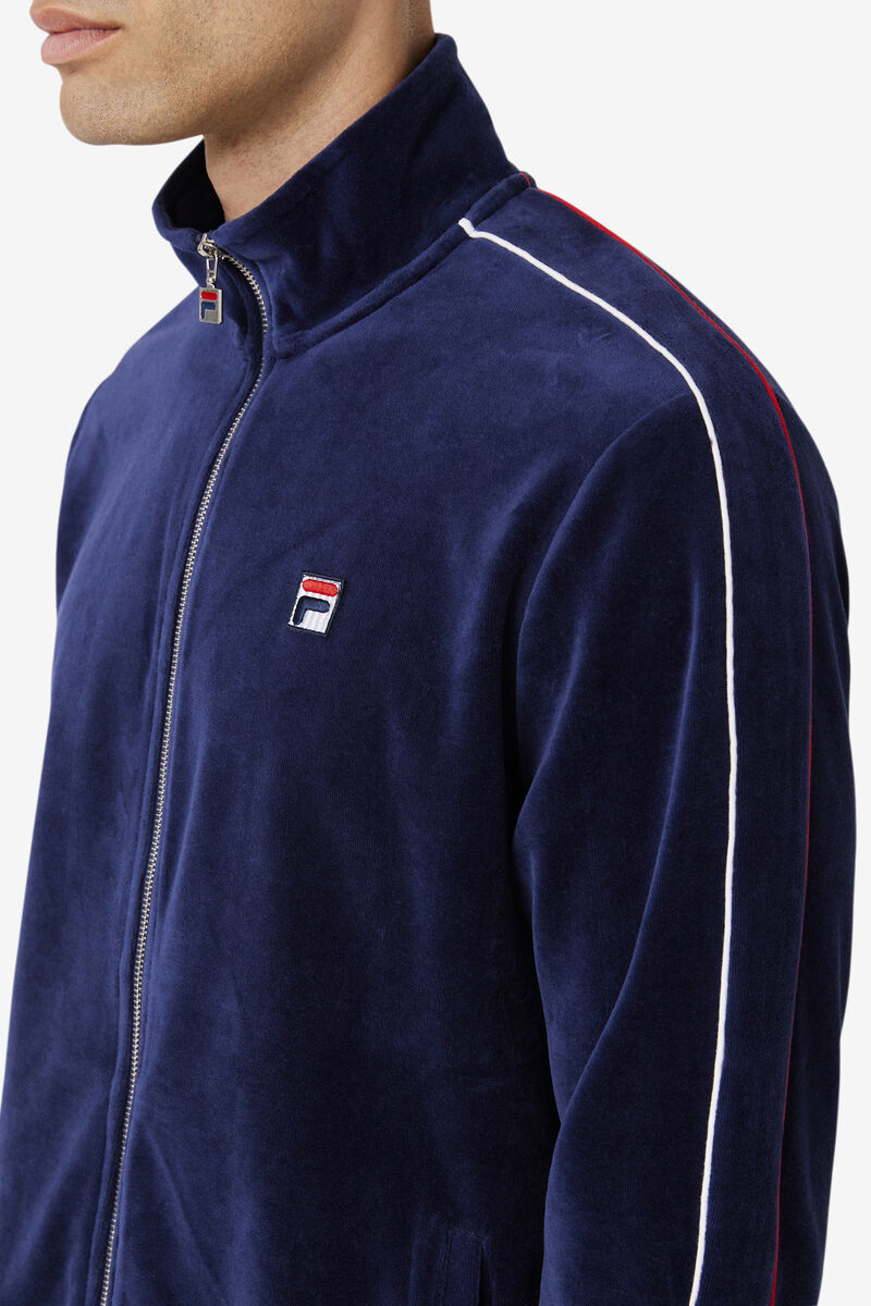 Fila Deverall Velour Jacket Navy / White / Red | 6wRs2el1B2F