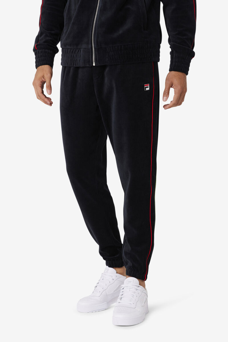 Fila Deverall Velour Pant Black / Red / Green | 2LSmdVzUPL6