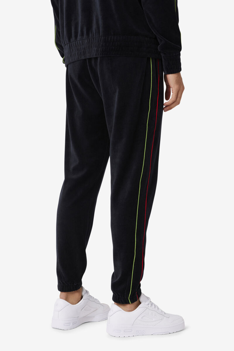 Fila Deverall Velour Pant Black / Red / Green | 2LSmdVzUPL6