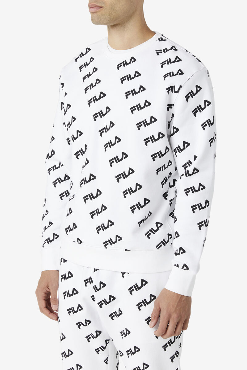 Fila Diagonal Logo Crew White / Black | 5CRXy52i2kW