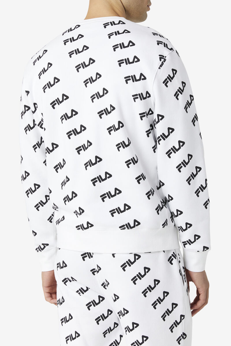 Fila Diagonal Logo Crew White / Black | 5CRXy52i2kW