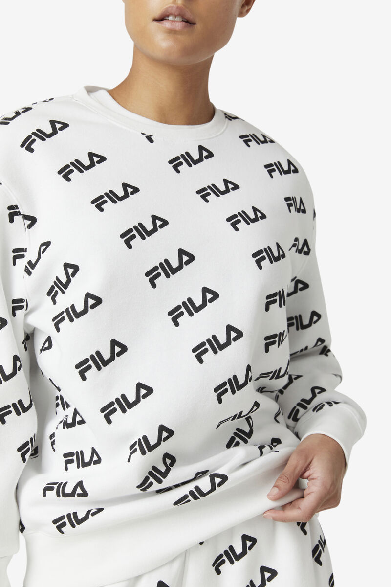 Fila Diagonal Logo Crew White / Black | 5CRXy52i2kW