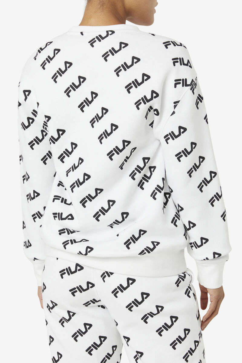 Fila Diagonal Logo Crew White / Black | 5CRXy52i2kW