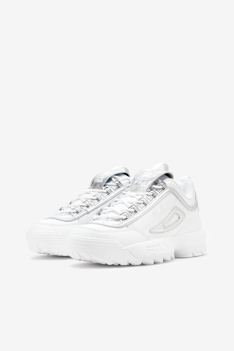 Fila Disruptor 2 Creased Metallic White / White / Metal Silver | g9yk2DF93XC