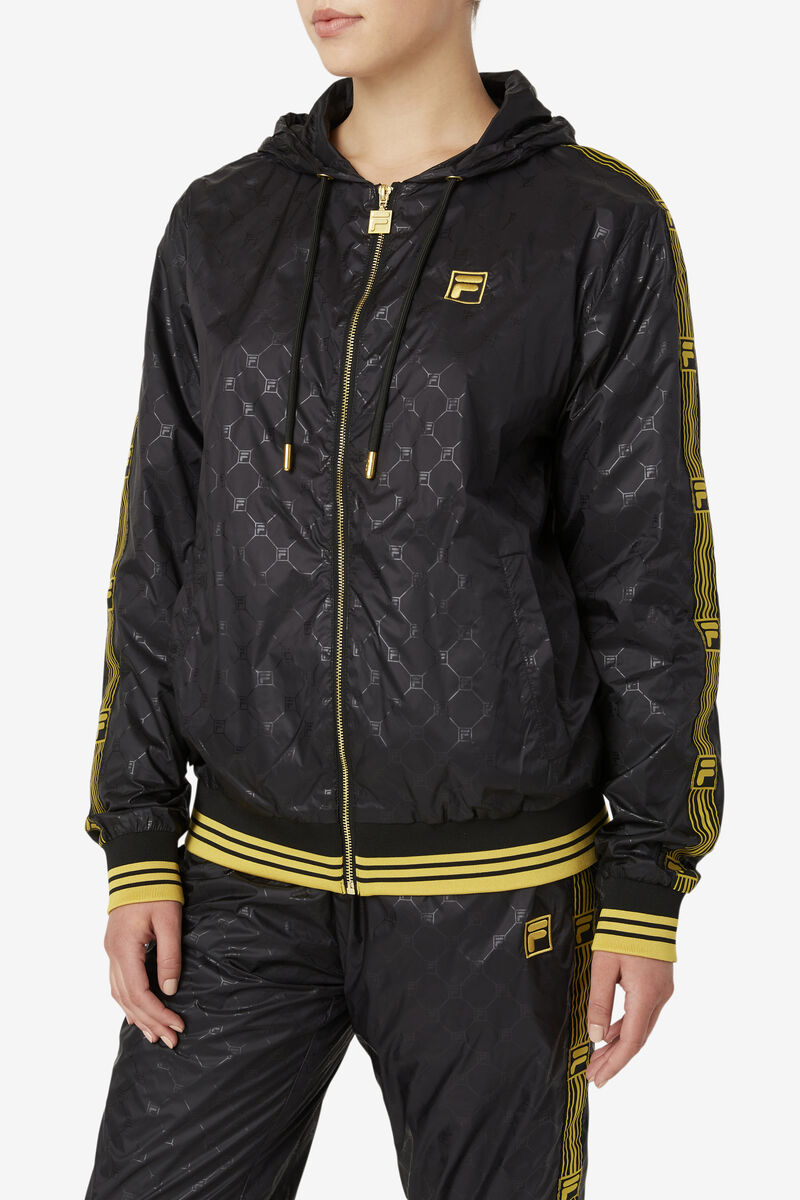 Fila Dublin Hooded Wind Jacket Black / Gold | 9Okd5P3jLMH