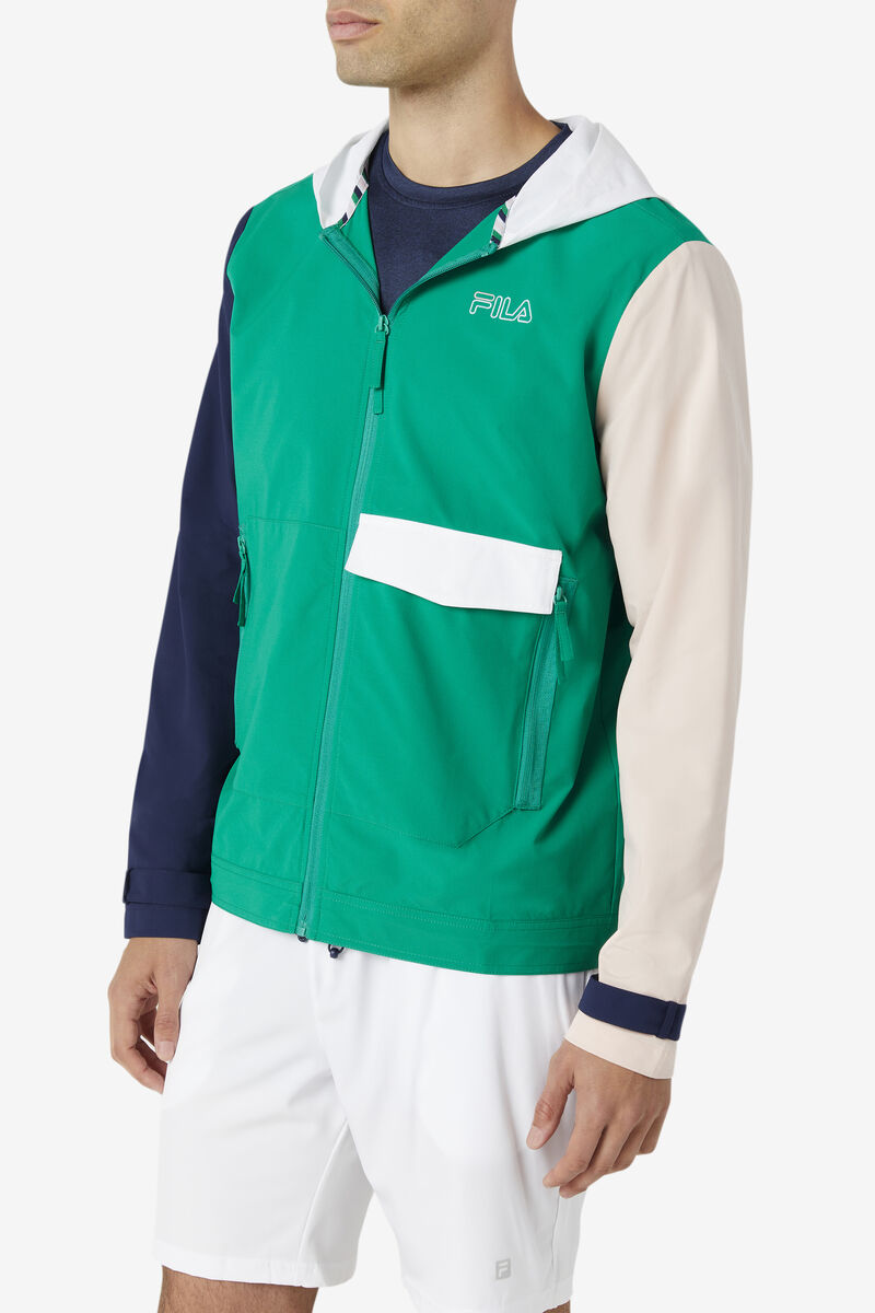 Fila Dutton Woven Wind Jacket Green / Navy / Pink | BfgUq5cFeiB