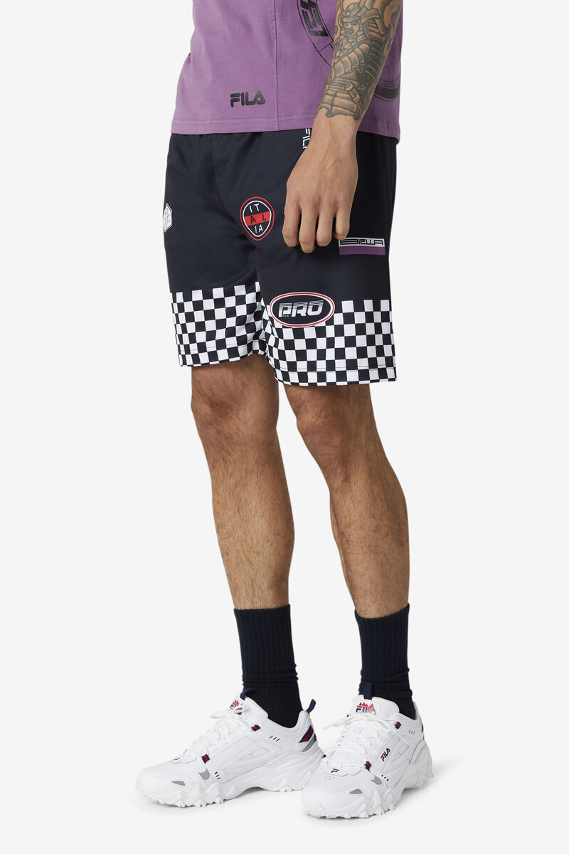 Fila Exzone Checkered Shorts Black | 3V2WksIdmxu