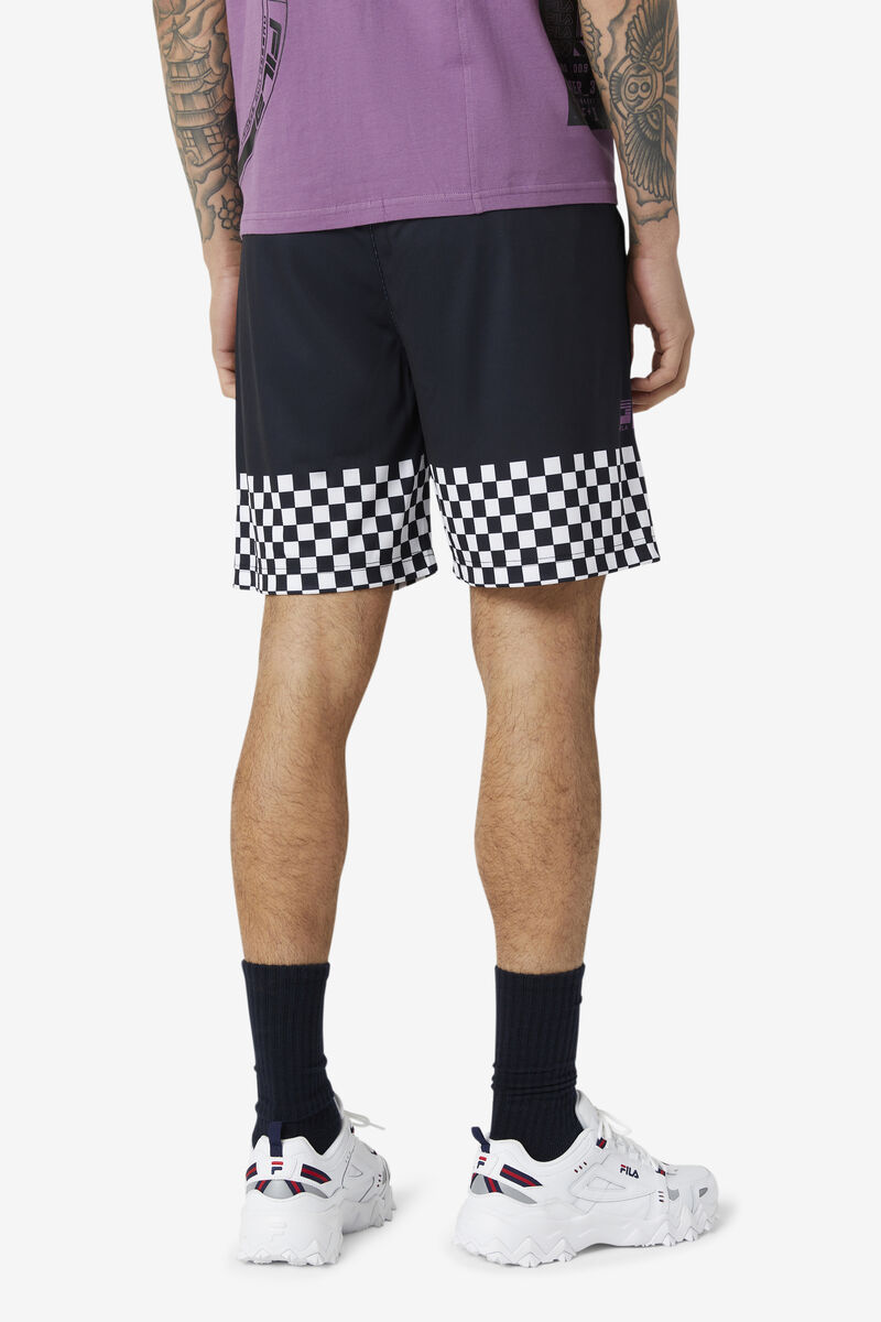 Fila Exzone Checkered Shorts Black | 3V2WksIdmxu