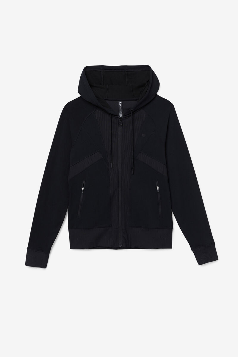 Fila Fi-lux Texture Full Zip Hoodie Black | FWR8QLqiljz