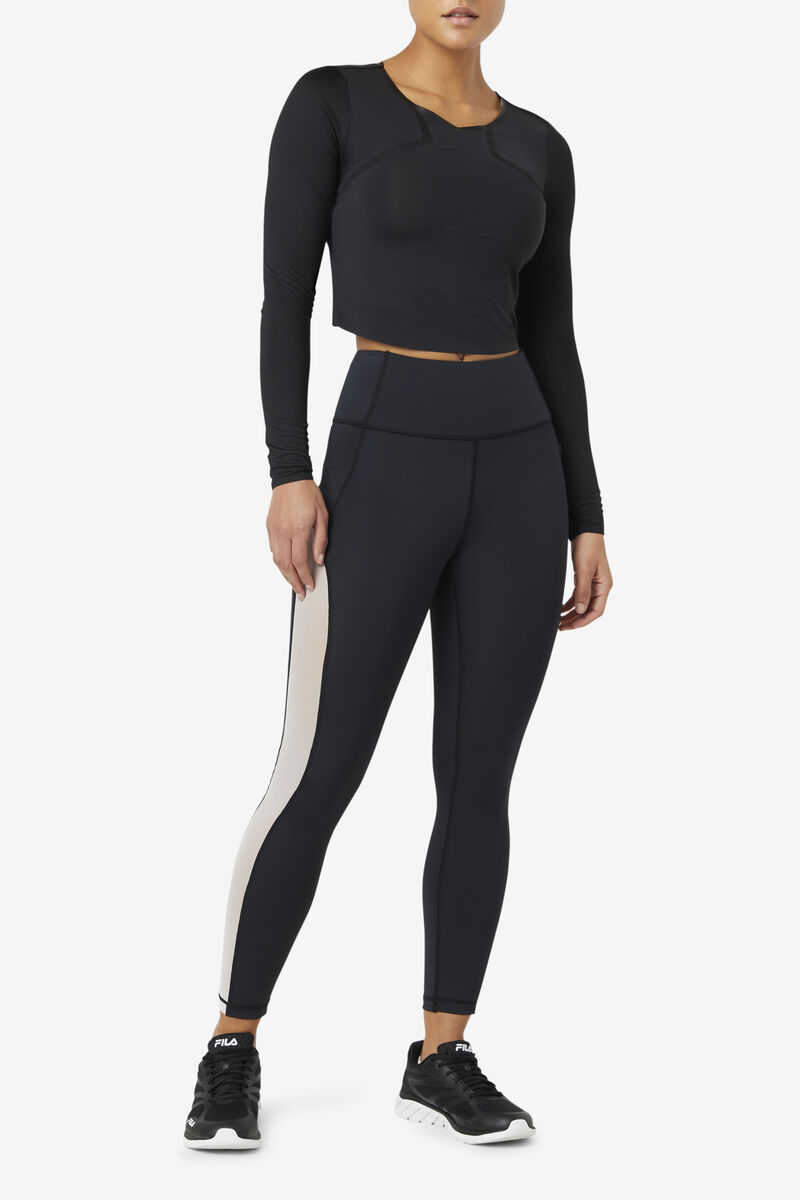 Fila Forza Contrast 7/8 Leggings Black / White / Black | hJIOWFpPKcn