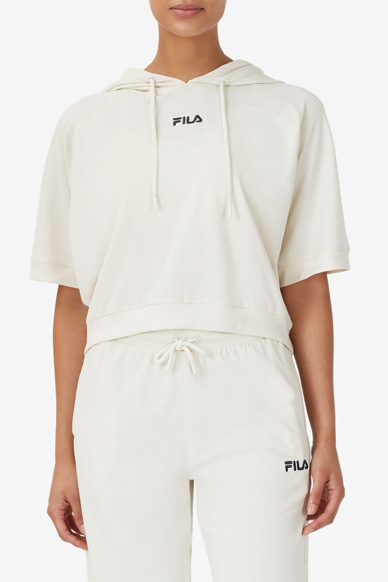 Fila Genoveffa Short Sleeve Hoodie White / Navy | r3el4gDrr9G