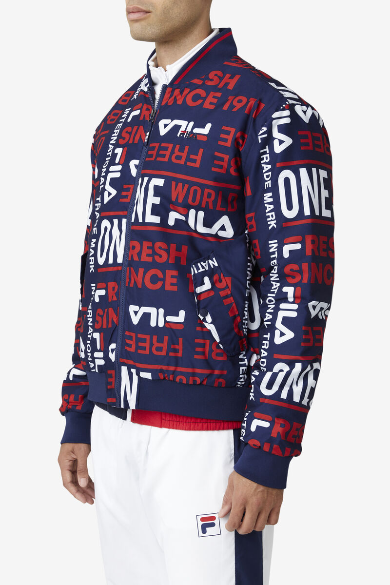 Fila Gionata Jacket Navy / Red / White | b92Lrkj9dQR