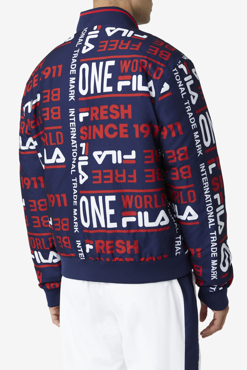 Fila Gionata Jacket Navy / Red / White | b92Lrkj9dQR