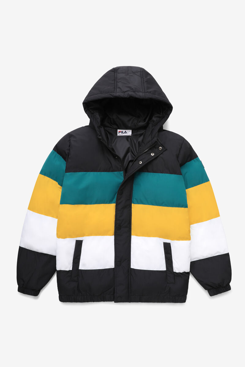 Fila Giovanni Puffa Jacket Black / Blue / Gold | rnfxI9EvnXo