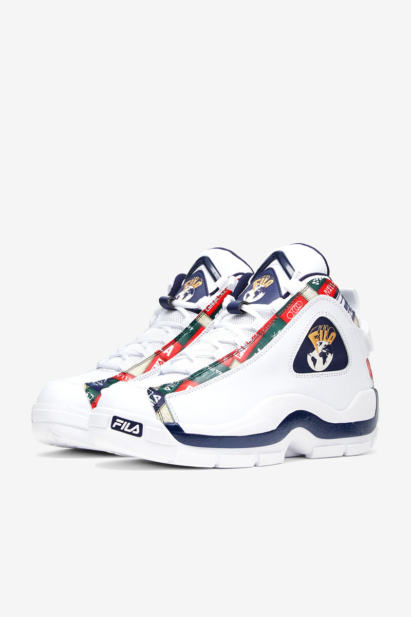 Fila Grant Hill 2 Patchwork Shoes | Fila White / Navy / Red | 7MhWggCeWZV