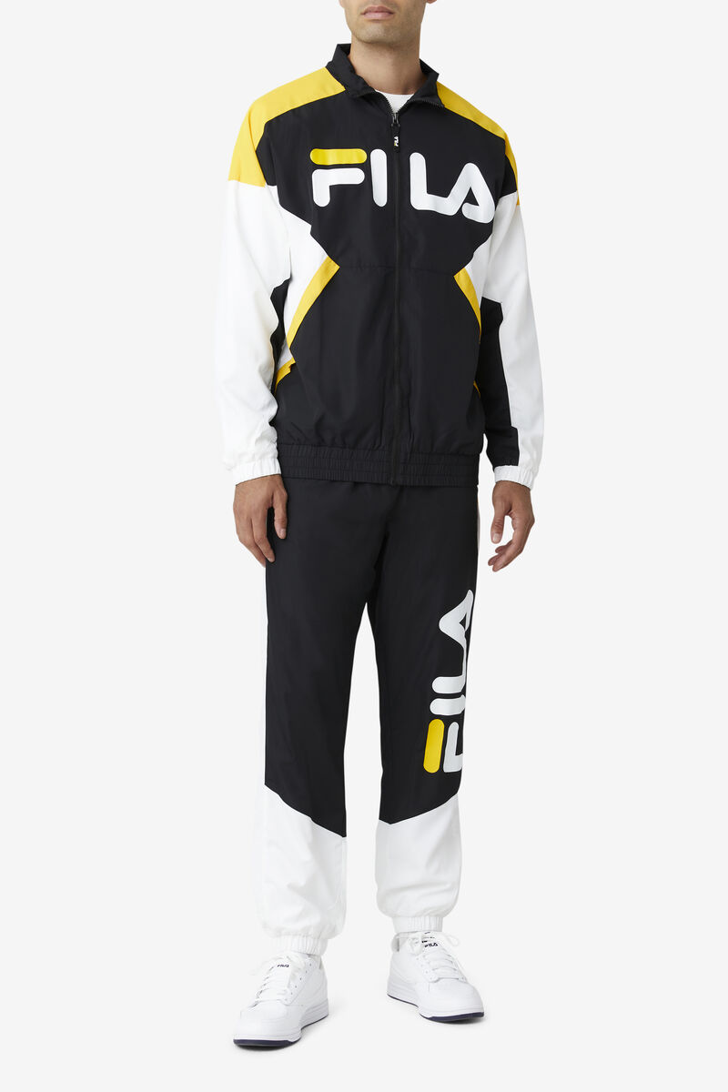 Fila Gustavo Pant Black / White / Yellow | Ar3JjWk2w8O