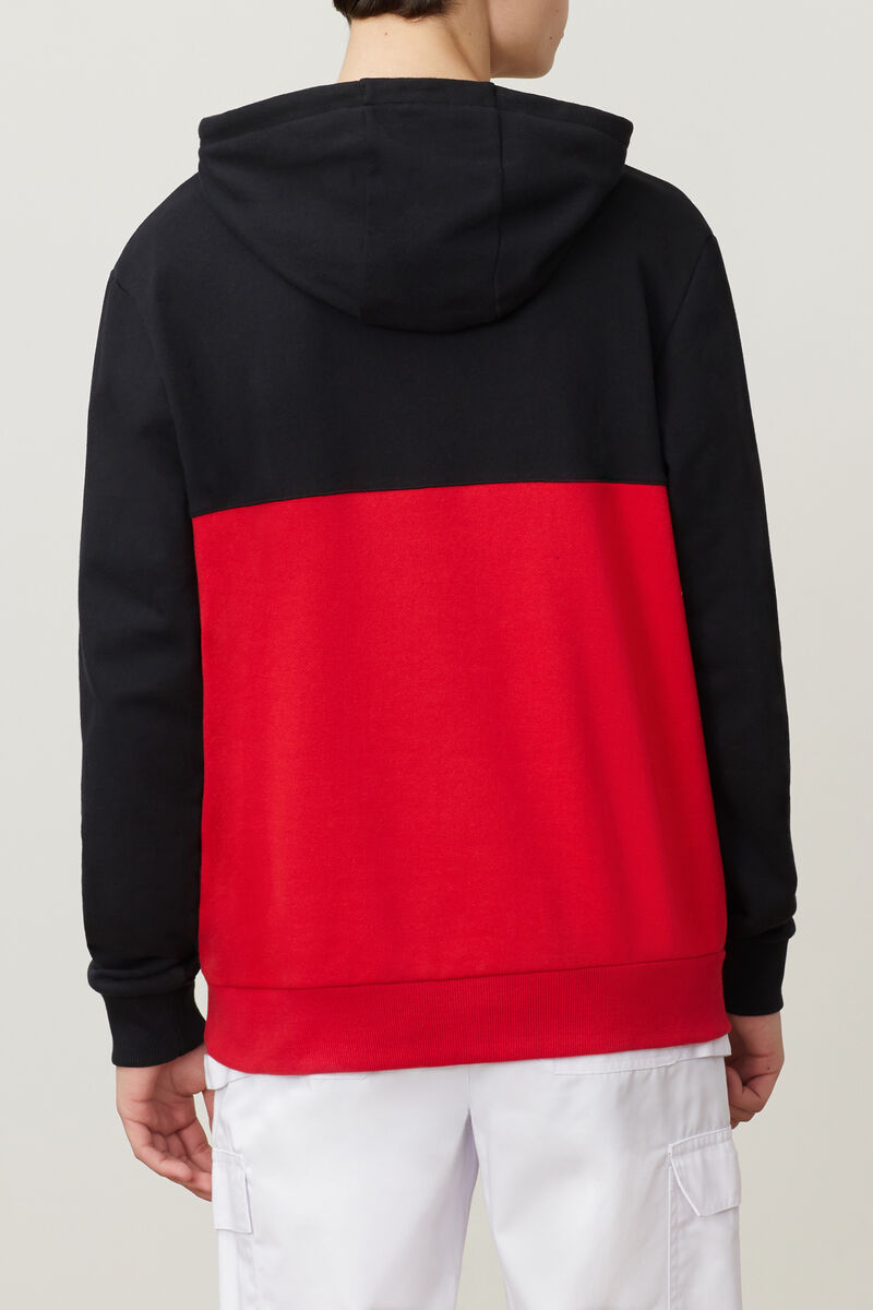 Fila Hector 1/2 Zip Hoodie Black / Red / White | QNXq1ncGvHc