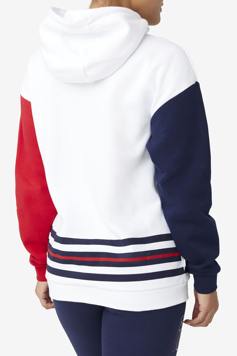 Fila Indu Hoodie White / Navy / Red | DWYzkuX6AOx