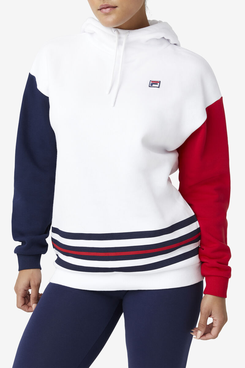 Fila Indu Hoodie White / Navy / Red | DWYzkuX6AOx