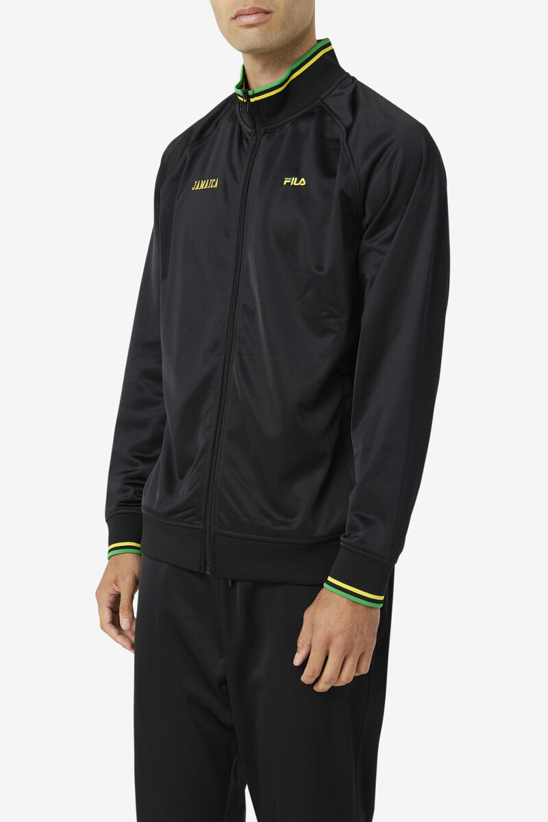 Fila Jamaica Track Jacket Black / Yellow / Green | 42vobjMSVU6