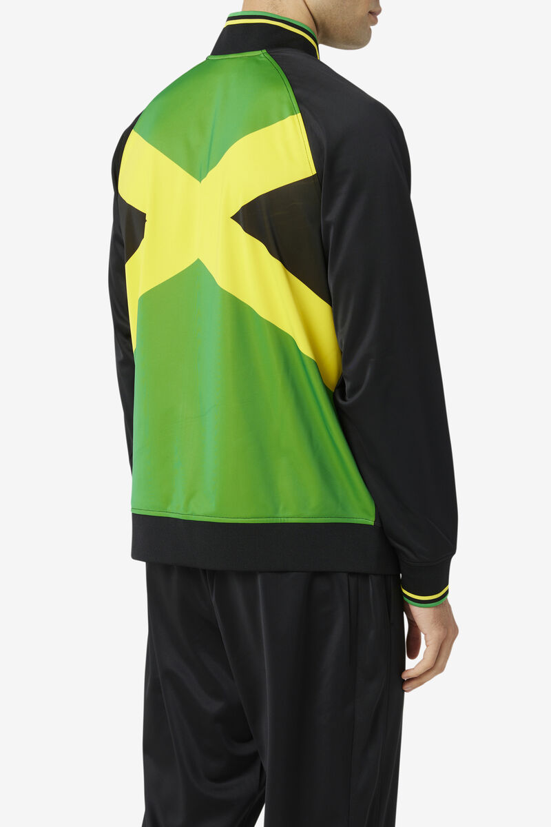 Fila Jamaica Track Jacket Black / Yellow / Green | 42vobjMSVU6