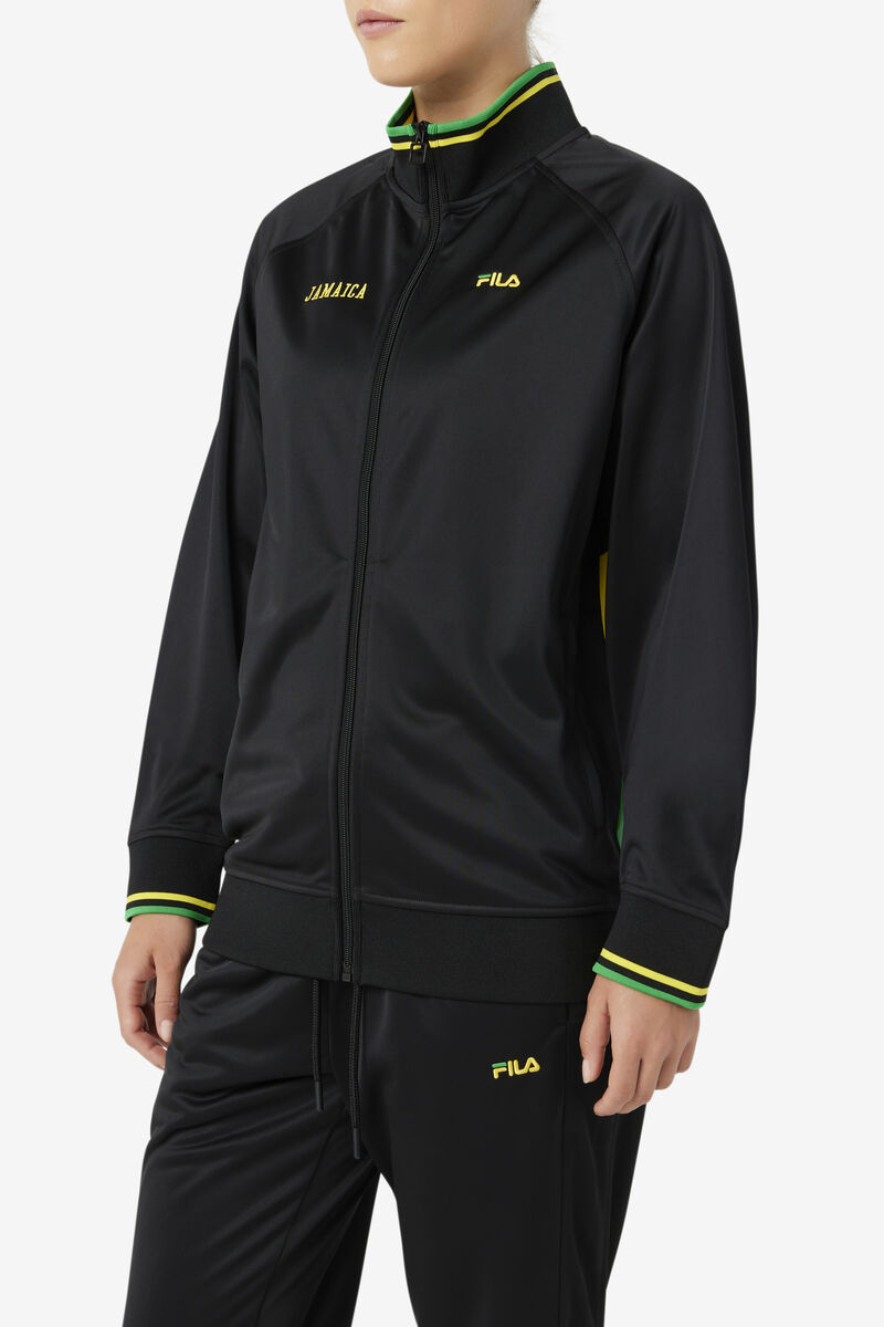 Fila Jamaica Track Jacket Black / Yellow / Green | 42vobjMSVU6