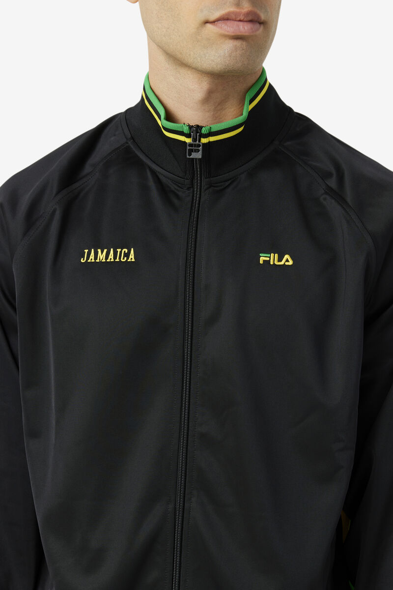 Fila Jamaica Track Jacket Black / Yellow / Green | 42vobjMSVU6