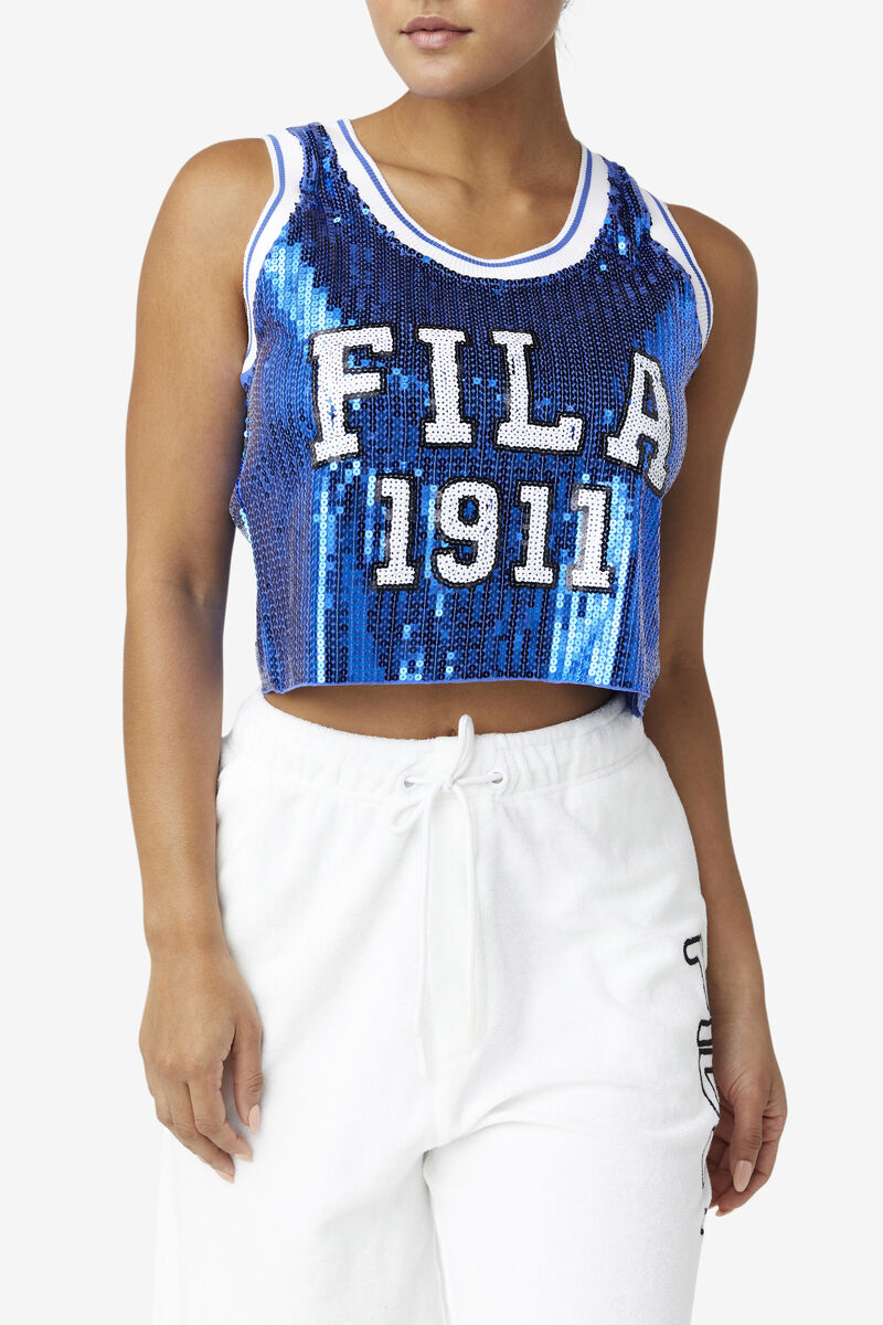 Fila Kiki Glam Crop Jersey Blue | Yr6HSmlwEUM