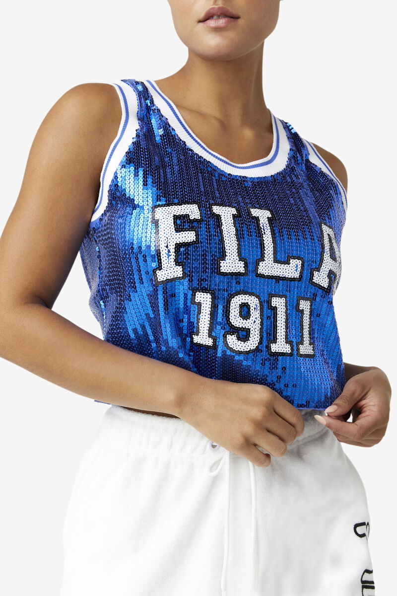 Fila Kiki Glam Crop Jersey Blue | Yr6HSmlwEUM