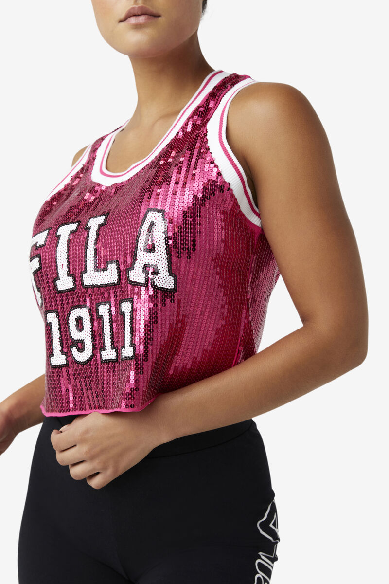 Fila Kiki Glam Crop Jersey Red | MV164RBLmBq