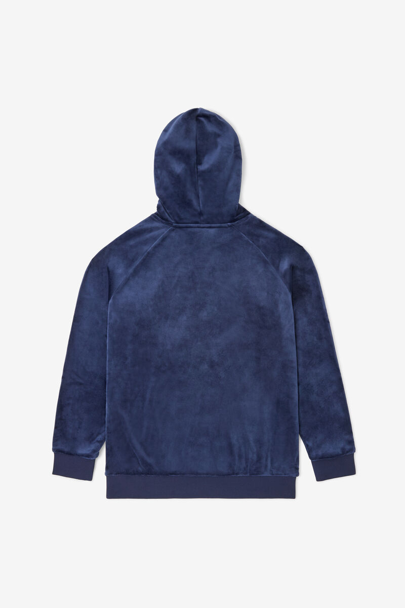 Fila Laurent Velour Hoodie Navy | G4DymEOzur7