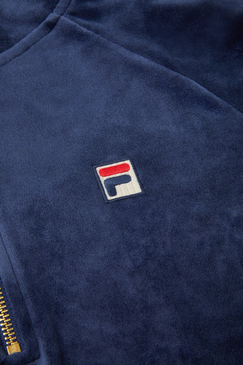 Fila Laurent Velour Hoodie Navy | G4DymEOzur7