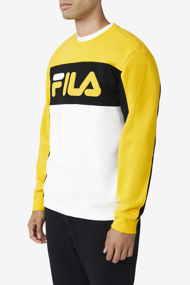 Fila Lesner Fleece Crew Gold / Black / White | tWzSbBhIY4X