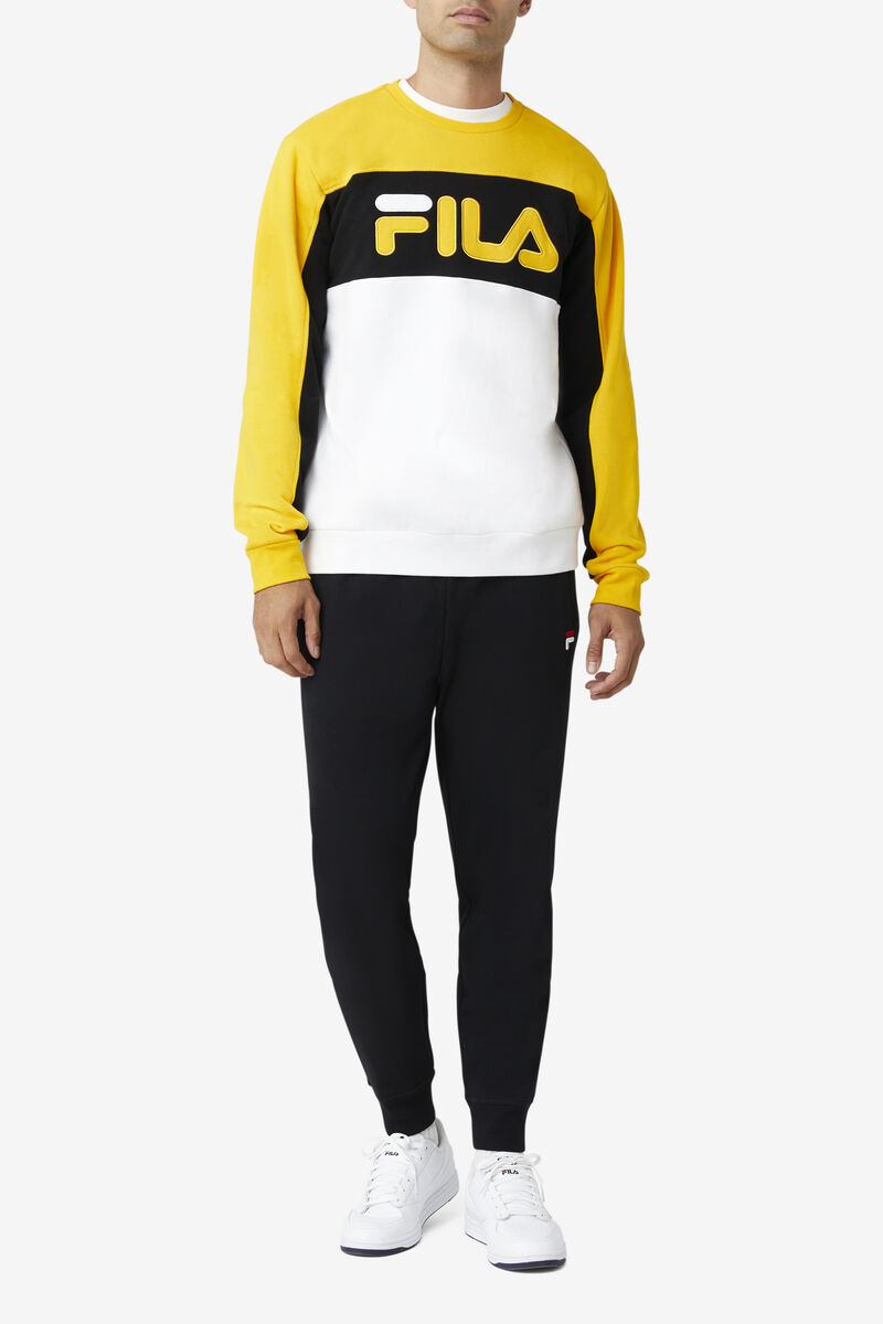 Fila Lesner Fleece Crew Gold / Black / White | tWzSbBhIY4X