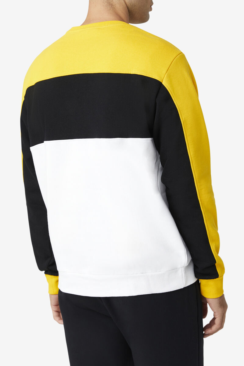 Fila Lesner Fleece Crew Gold / Black / White | tWzSbBhIY4X