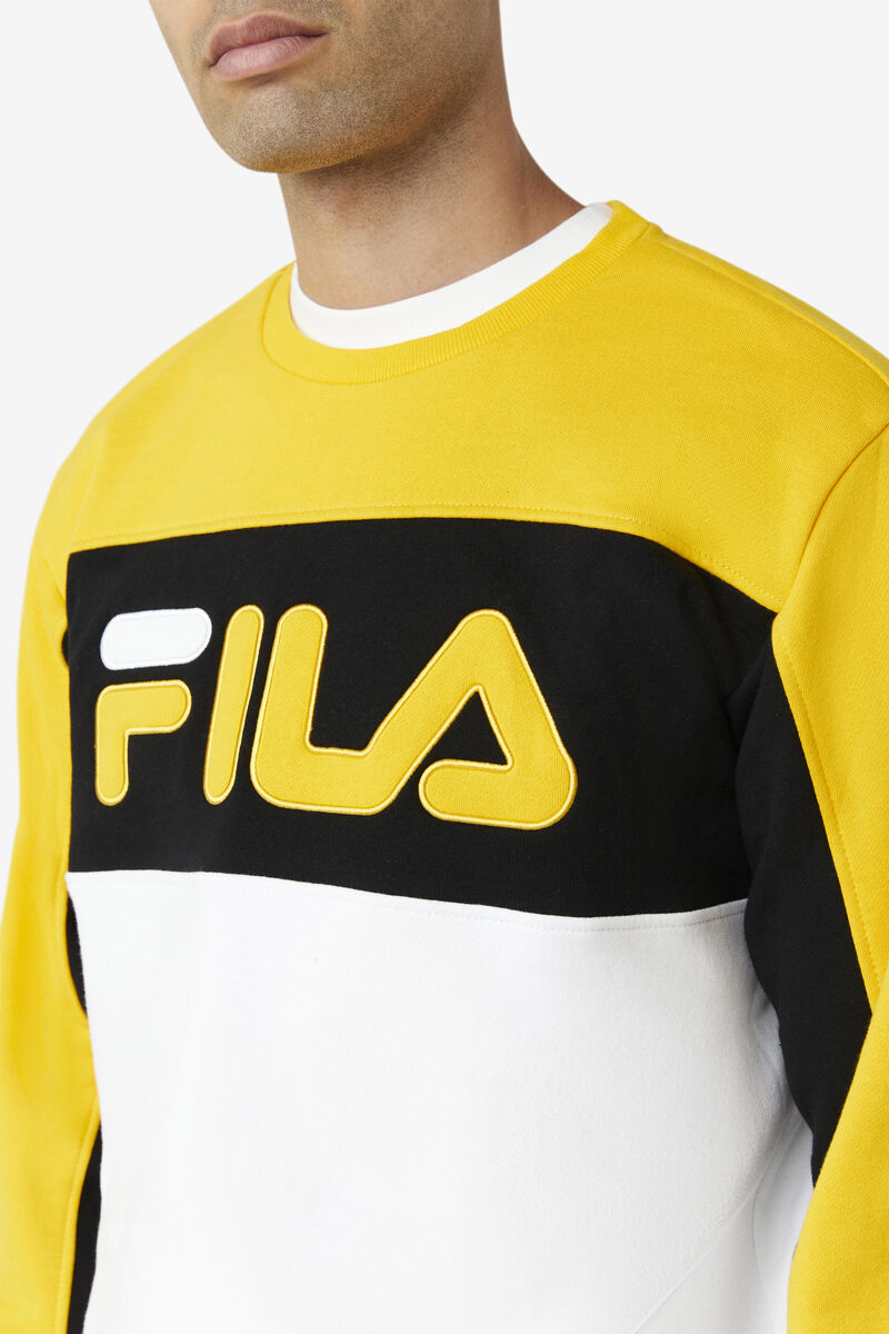 Fila Lesner Fleece Crew Gold / Black / White | tWzSbBhIY4X