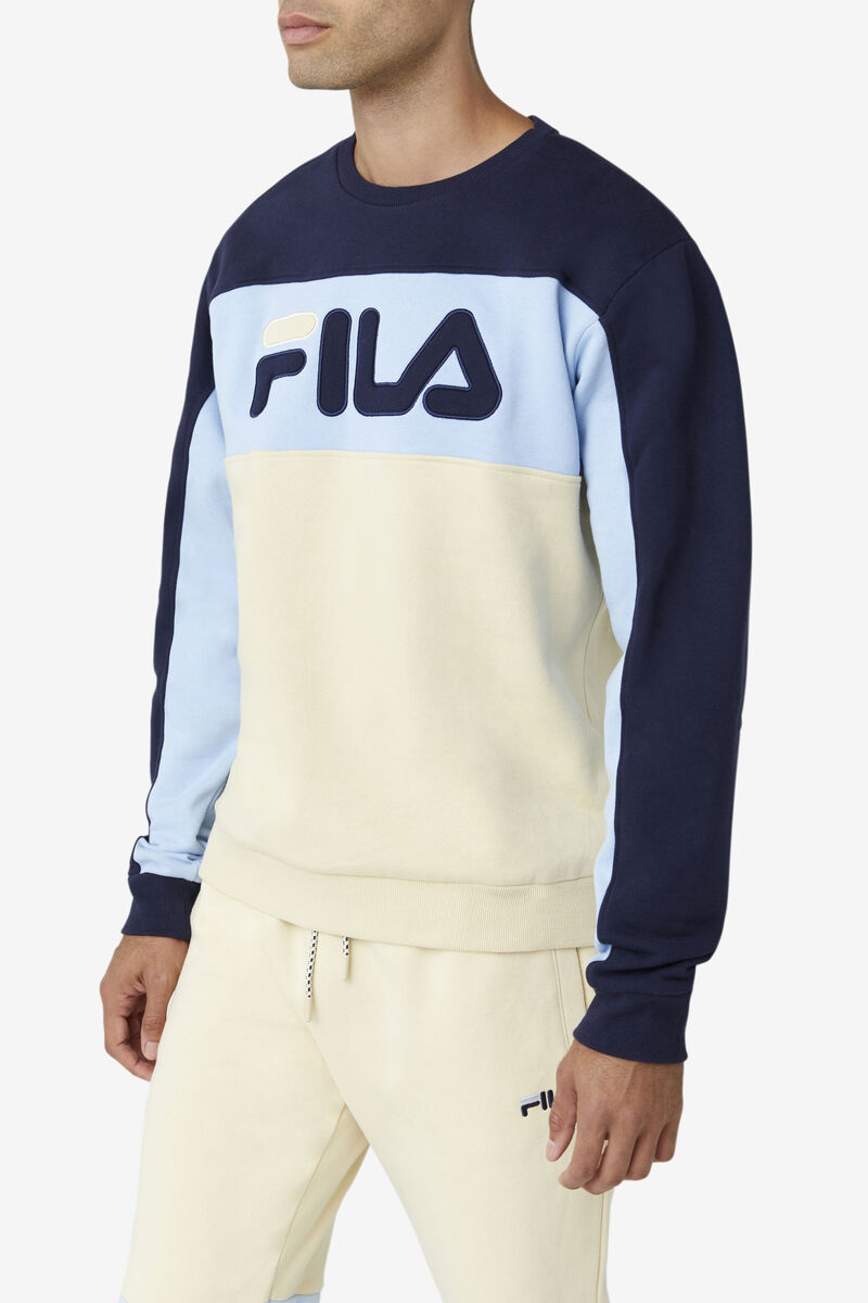 Fila Lesner Fleece Crew Peacock / Brown / Blue | fILaM43y1m3