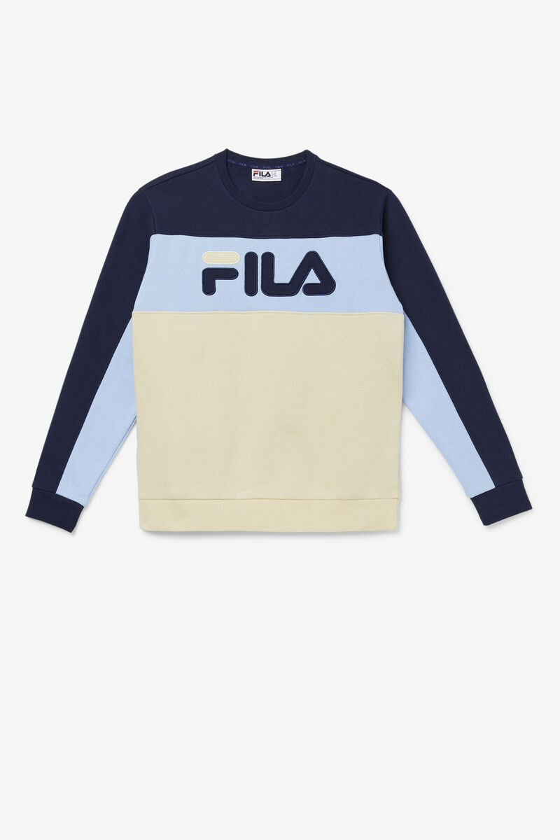 Fila Lesner Fleece Crew Peacock / Brown / Blue | fILaM43y1m3