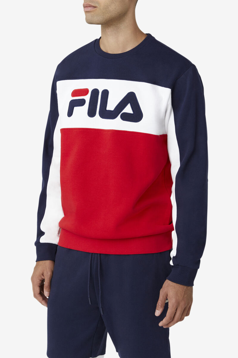 Fila Lesner Fleece Crew Peacock / White / Red | jAj5PNf26Oy