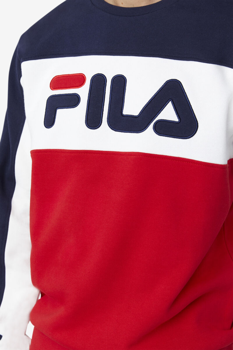 Fila Lesner Fleece Crew Peacock / White / Red | jAj5PNf26Oy