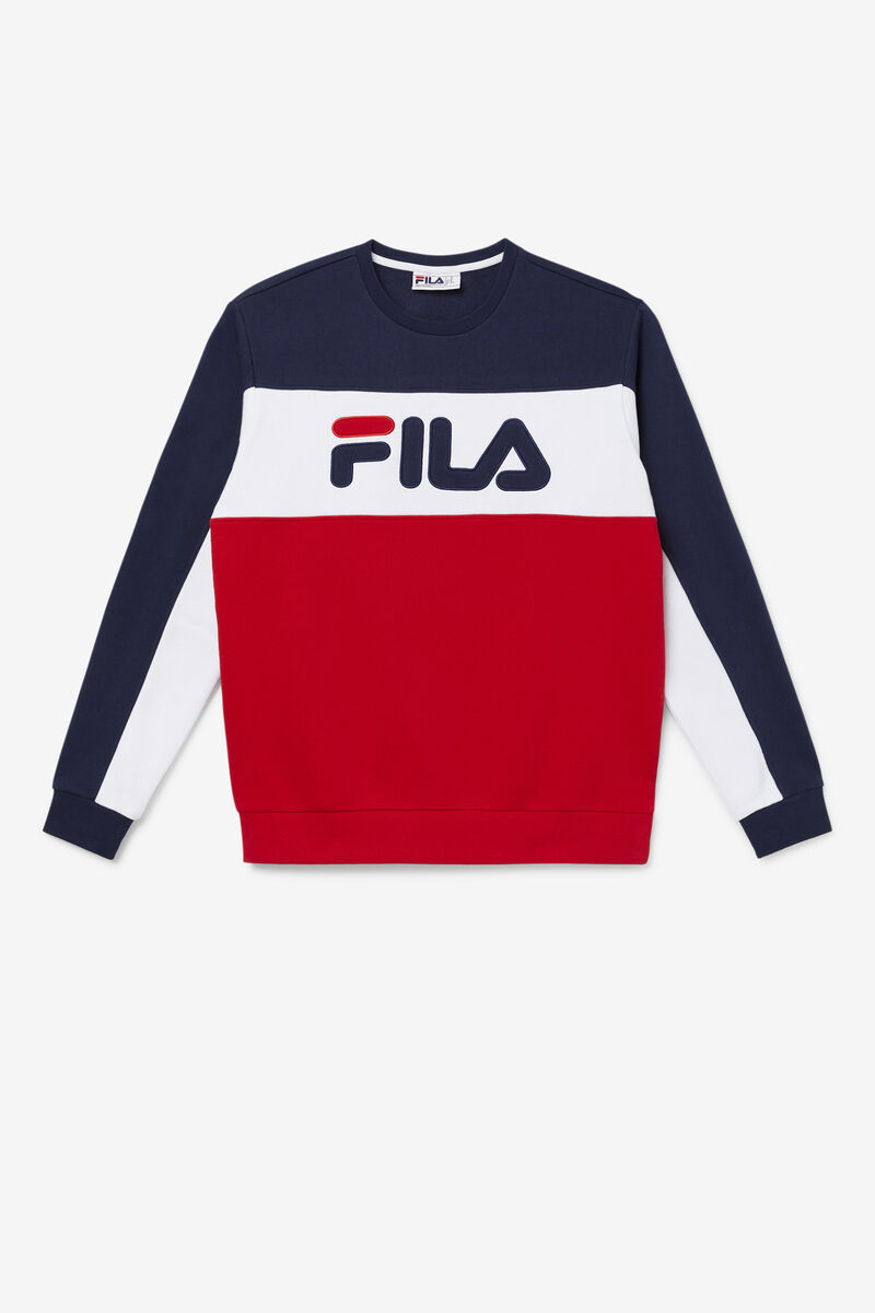 Fila Lesner Fleece Crew Peacock / White / Red | jAj5PNf26Oy