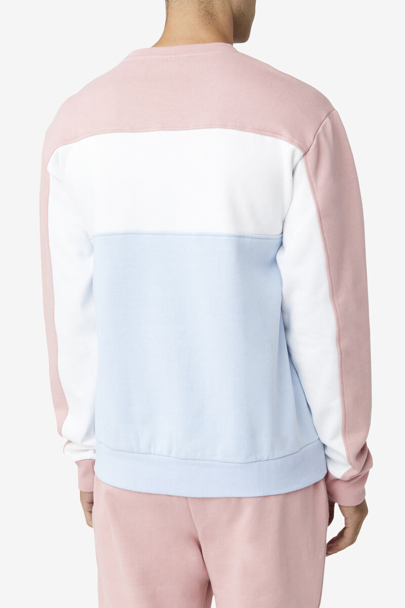 Fila Lesner Fleece Crew Pink Grey / White / Blue | 9PDay1eJEjK