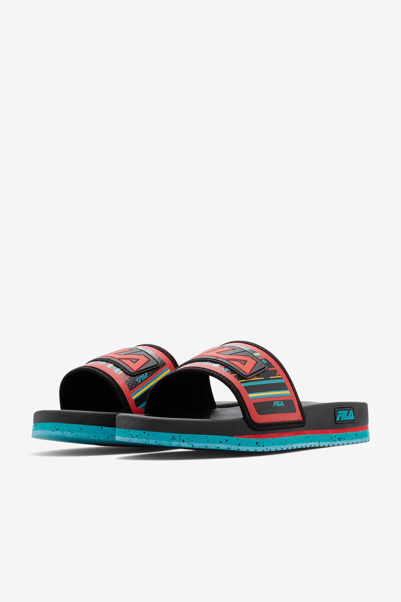 Fila Lunar Slide Black / Turquoise / Red | tR5Azs8ZkOF