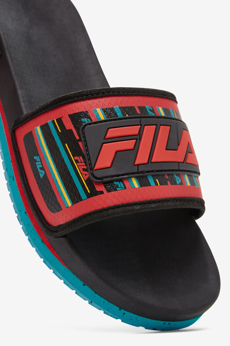 Fila Lunar Slide Black / Turquoise / Red | tR5Azs8ZkOF