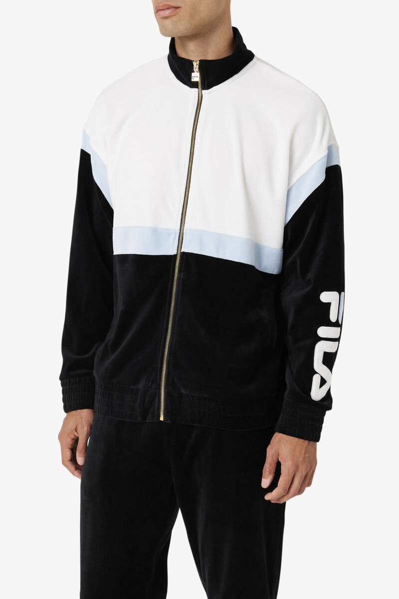 Fila Mansur Velour Jacket Black / White | FzC44PWatUt